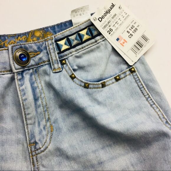 Desigual NWT Denim Jeans white wash Size 26 - Picture 9 of 9